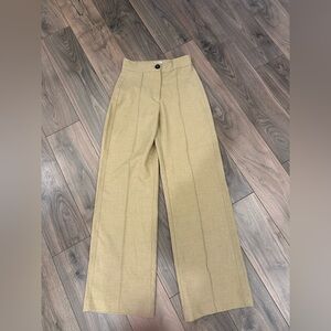 Bershka Cream Wide Leg Pants High Waisted